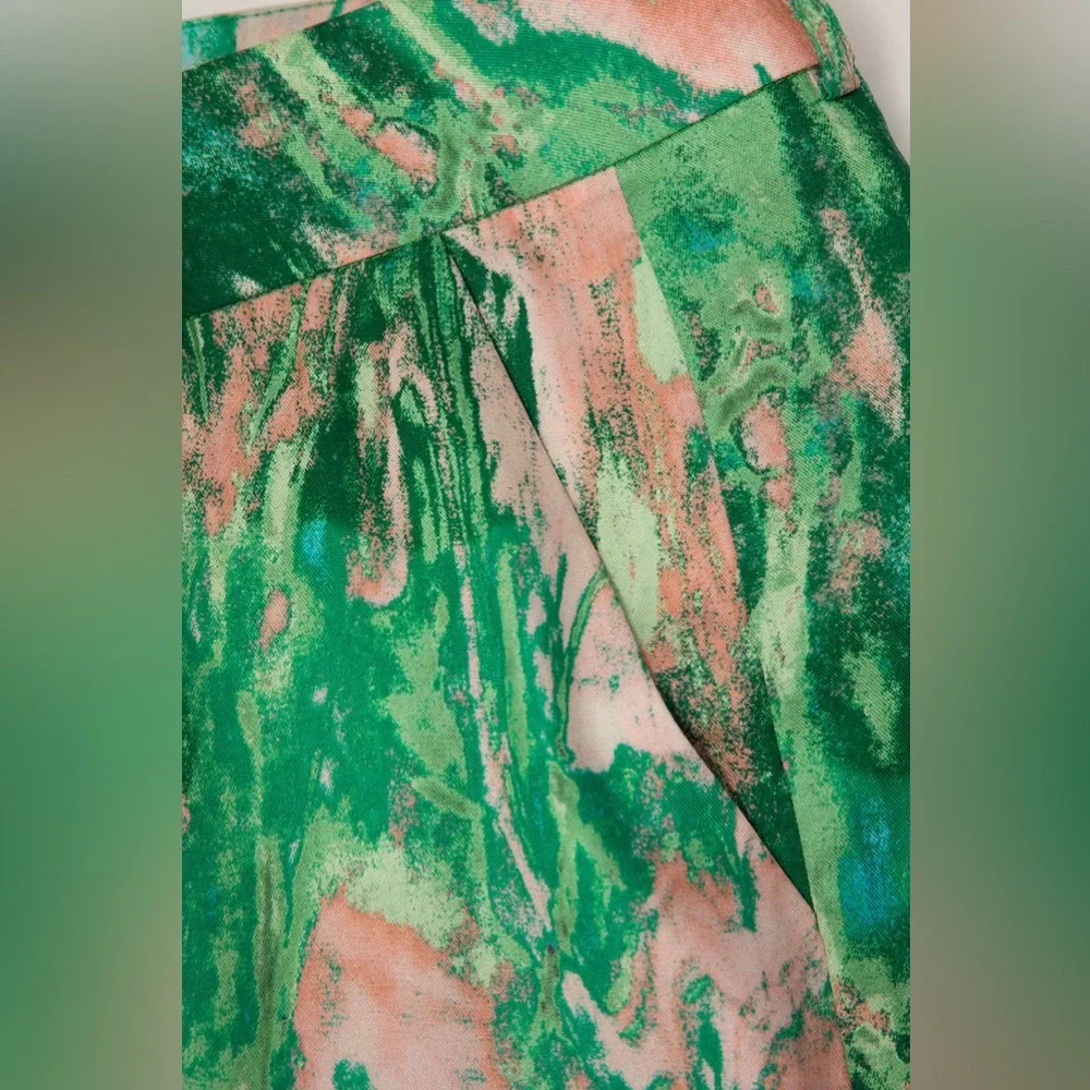 044. Micas Marble Print High Waisted Full-length Straight Leg Pants S - Picture 4 of 5